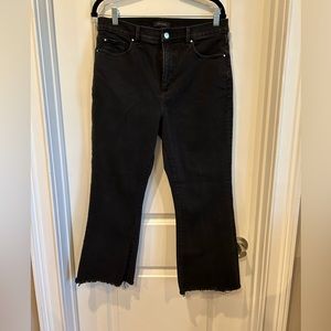 Ann Taylor High Rise Bootcut Cropped Jeans with a frayed hem size 12